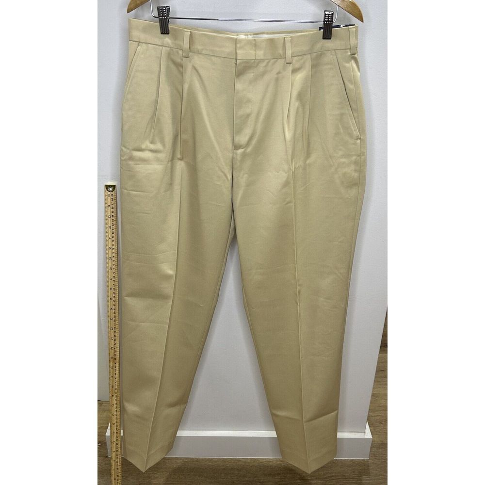 Lands End Khaki Flat Front Straight‎ Fit Pants Men's Size 33x30